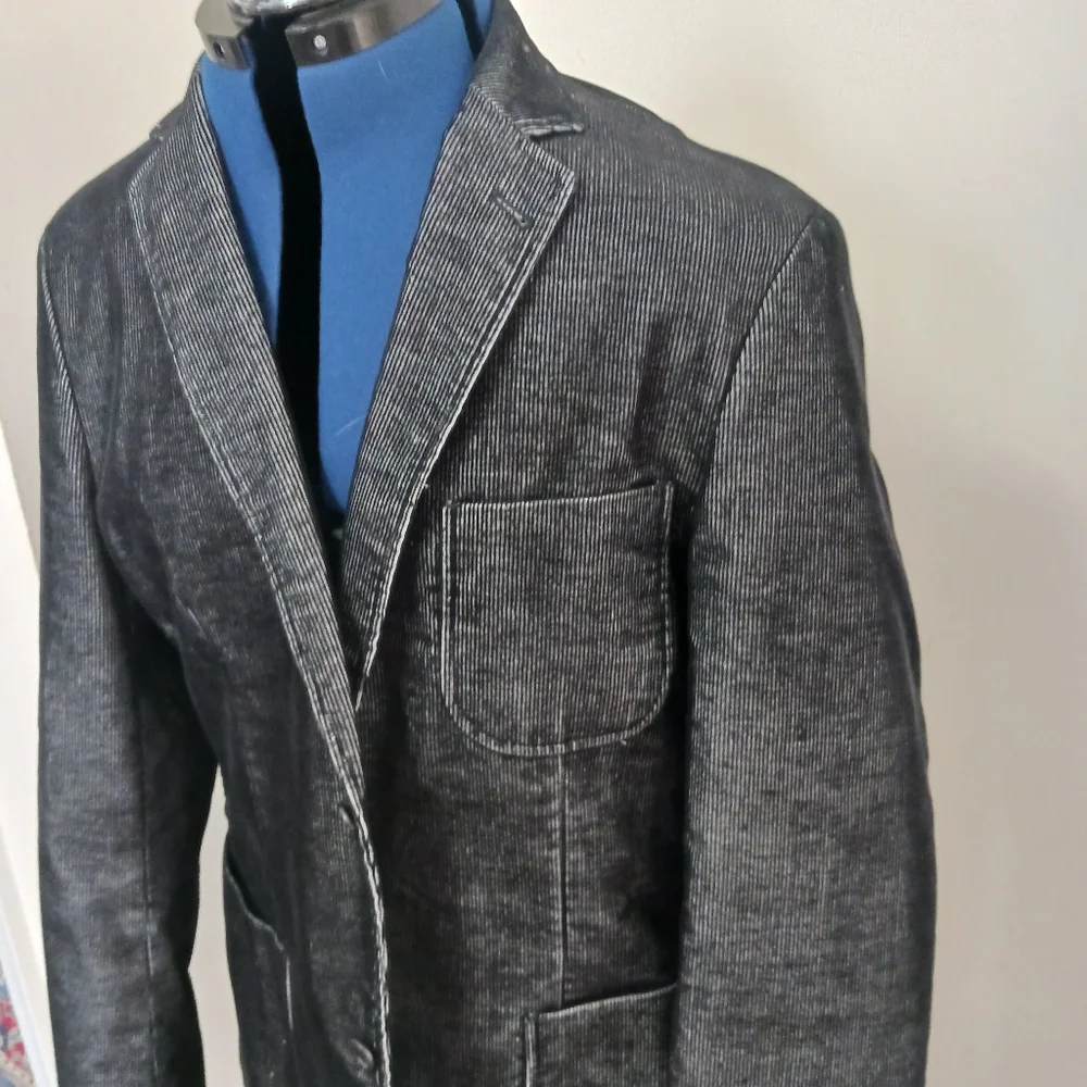 James Campbell Suit Jacket Blazer Black Corduroy Large *